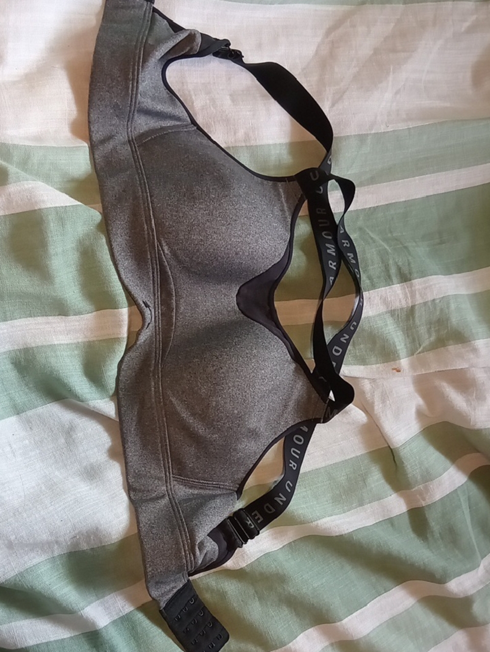 Under Armour Gray Medium-Impact Sports Bra with Branded Straps